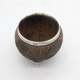 Victorian Sterling Silver Mounted Carved Cococut Bowl Antique 1838 London