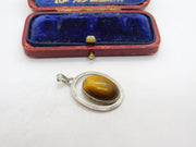 Sterling Silver Cabochon Tiger's Eye Charm Pendant Vintage c1970
