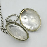 Victorian Sterling Silver Back & Front Ivy Leaf Locket Necklace Antique c1880