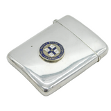 Victorian Sterling Silver Enamel Pacific Steam Company Card Case Antique 1886