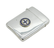 Victorian Sterling Silver Enamel Pacific Steam Company Card Case Antique 1886