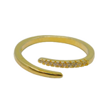 Gold On Sterling Silver CZ Open Crossover Band Ring Vintage c1990 Size O