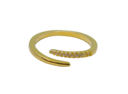 Gold On Sterling Silver CZ Open Crossover Band Ring Vintage c1990 Size O