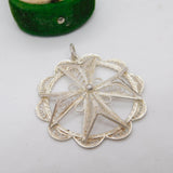 Sterling Silver Filigree Maltese Drop Charm Pendant Vintage c1970
