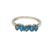 Sterling Silver 5 Oval Sapphire Half Eternity Band Ring Modern c1990 Size N 1/2