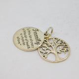 Sterling Silver Family Quote Tree Of Life Double Disc Pendant Modern c2000s