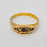 Edwardian 15ct Yellow Gold, Natural Ruby & Seed Pearl Boat Ring Antique 1902