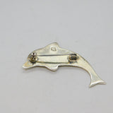 Sterling Silver Dolphin Fish Form Brooch Pin Vintage c1970
