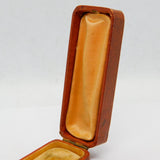 Edwardian Brown Tooled Leather Fitted Stick Pin Jewellery Box Antique