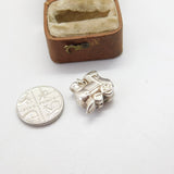 Sterling Silver Steam Train Puffy Charm Pendant Vintage c1970