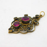 Austro-Hungarian Gold Plated, Garnet & Paste Drop Pendant Antique c1880s