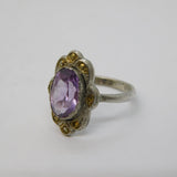 Art Deco Sterling Silver, Amethyst & Marcasite Dress Ring Antique c1920s