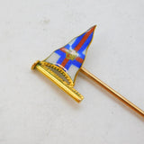 Victorian 9ct Yellow Gold & Enamel Set Sailing Yacht Flag Stick Pin Antique