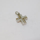 Sterling Silver Brushed Finish Paste Set Cross Charm Pendant Vintage c1970