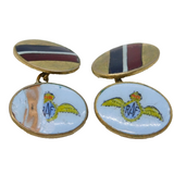 WWII-era Gold Plated Enamel RAF Wings Gents Cufflinks AF Antique c1940