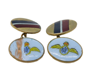 WWII-era Gold Plated Enamel RAF Wings Gents Cufflinks AF Antique c1940
