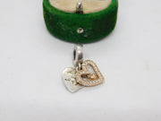 Sterling Silver Love Hearts Charm Pendant Vintage c1970