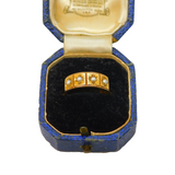 Boxed Victorian 15ct Gold & Seed Pearl Boat Ring Antique 1900 Birmingham