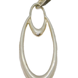 Sterling Silver Modernist Oval Shape Long Drop Charm Pendant Vintage c1970