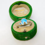 Sterling Silver & Blue Enamel Elephant Form Band Ring Vintage c1980