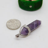 Silver Plated Amethyst Geode Drop Charm Pendant Vintage c1970