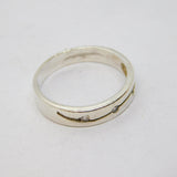 Sterling Silver 3 Stone CZ Set Wave Pattern Band Ring Vintage c1970 Size P 1/2