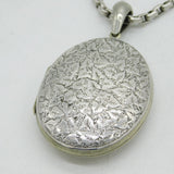 Victorian Sterling Silver Back & Front Ivy Leaf Locket Necklace Antique c1880