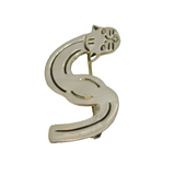 Sterling Silver Modernist Cat Design Initial S Brooch Vintage c1970