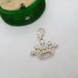 Sterling Silver Crown Paste Set Charm Pendant Vintage c1970