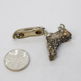 Sterling Silver Opening Ice Skate Charm Pendant Vintage c1970
