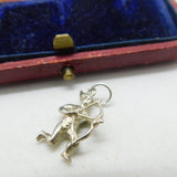 Sterling Silver Crouching Man with a Bow Charm Pendant Vintage c1970