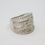 Sterling Silver Paste Set Art Deco Style Statement Ring Vintage c1970 Size P