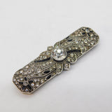 20th Century Sterling Silver & Paste Set Floral Dress Brooch Antique c1920s