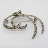 Edwardian Sterling Silver Marcasite Spray Brooch Antique 1907 Birmingham