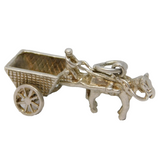 Sterling Silver Horse Drawn Carriage Charm Pendant Vintage c1970