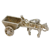 Sterling Silver Horse Drawn Carriage Charm Pendant Vintage c1970