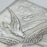 Omar Ramsden Sterling Silver Eagle, Fish & Seabird Cigarette Case Antique London