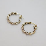 Pair of Sterling Silver Twisted Rope Style Huggie Hoop Earrings Vintage c1970