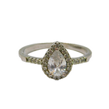 Sterling Silver Paste Peardrop Dress Ring Vintage c1970 Size O 1/2