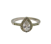 Sterling Silver Paste Peardrop Dress Ring Vintage c1970 Size O 1/2