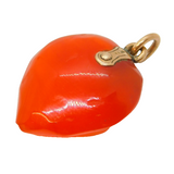 Victorian 9ct Gold Mounted Carved Carnelian Heart Pendant Antique c1860s