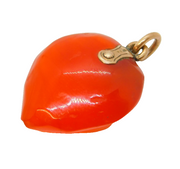 Victorian 9ct Gold Mounted Carved Carnelian Heart Pendant Antique c1860s