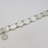 20th Century Belgian 50 Centimes Coin Bracelet Antique 1927 Art Deco