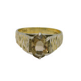 Sterling Silver & 9ct Smoky Quartz Textured Dress Ring Vintage c1970 Size K 1/2