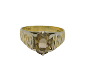 Sterling Silver & 9ct Smoky Quartz Textured Dress Ring Vintage c1970 Size K 1/2