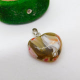 Sterling Silver Millefiori Glass Heart Charm Pendant Vintage c1970