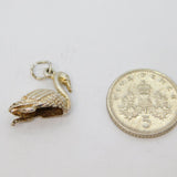 Sterling Silver Swimming Swan Charm Pendant Vintage c1970