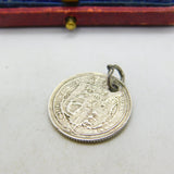 King George III Sterling Silver Sixpence Coin Charm Pendant 1819 Antique