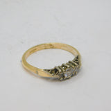 Sterling Silver Gilt 3 White Topaz Engagement Ring Vintage 1990 Size M 1/2