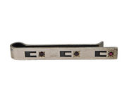 Danish N.E From Sterling Silver Garnet Set Tie Clip Vintage c1960s